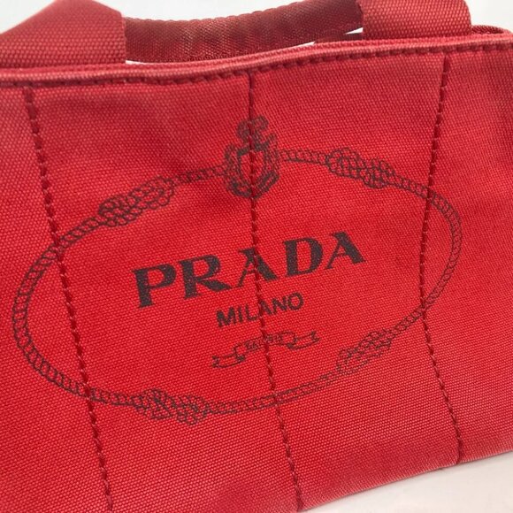 PRADA Logo Plate Canapa CANAPA MINI Hand Bag Tote Bag - Picture 7 of 15